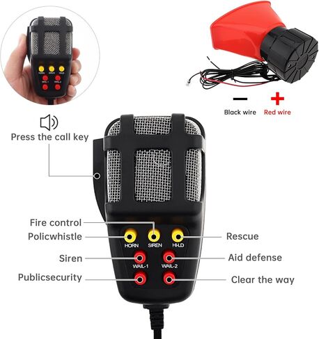 سيارة صفارة الإنذار القرن مع هيئة التصنيع العسكري نظام مكبر الصوت PA 100W 12V 7 لهجة بصوت عال إنذار سيارة الشرطة القرن سيارة الشرطة صفارة الإنذار القرن نظام مكبر الصوت مكبر للصوت في حالات الطوارئ إنذار القرن in Kuwait