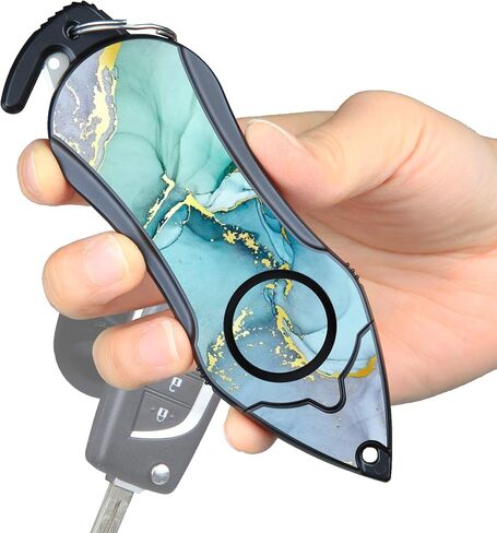 Stinger Personal Alarm Keychain Emergency Tool, Safety Panic Alarm Siren, Seat Belt Cutter, Glass Breaker, Security Device for Women Men Kid, Design in USA (Green Marble) in Kuwait