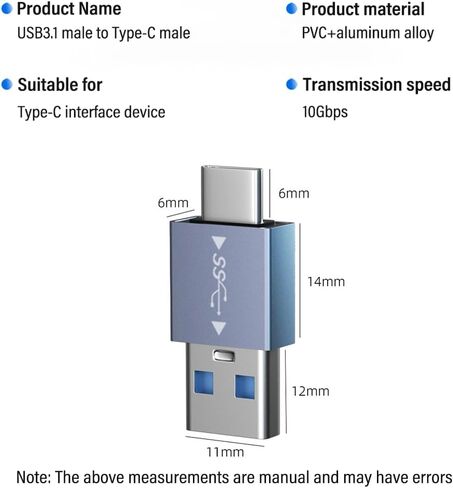 2 PCS USB C to USB 3.1 Adapter， Type C Male to USB Female Converter Connector for Switch，Notebook，iPad, Tablet, Phone and Other Type C Devices，OTG Support (Type-C Male to USB3.0 Female) in Saudi Arabia