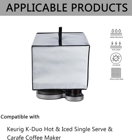 غطاء غبار لآلة صنع القهوة Keurig K-Duo Carafe غطاء واقٍ شديد التحمل لآلة القهوة متوافق مع Keurig K-Duo خدمة فردية ساخنة ومثلجة وصانع القهوة Carafe Gen 2 (أسود) in Kuwait