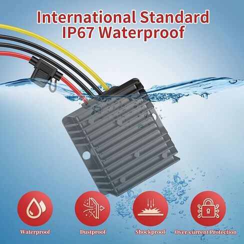 محول 12VDC إلى 24VDC 10A 240W، محول تصعيد 12 إلى 24V مع مصهر مقاوم للماء وكتلة طرفية سلكية، محول 12 إلى 24 فولت لعربة الجولف LED قارب شاحنة خفيفة (قبول مدخلات DC9-20V) in Kuwait