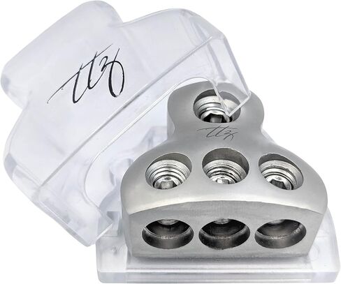 Car Power Distribution Block Splitter for Multiple Power/Ground Options; 2 Styles – 2 Way (1/0 GA to 2X 1/0 GA or 4 GA); 3 Way (1/0 GA to 3X 4 GA) (3 Way (0GA to 3X 4GA)) in Saudi Arabia