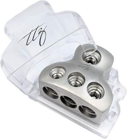Car Power Distribution Block Splitter for Multiple Power/Ground Options; 2 Styles – 2 Way (1/0 GA to 2X 1/0 GA or 4 GA); 3 Way (1/0 GA to 3X 4 GA) (3 Way (0GA to 3X 4GA)) in Saudi Arabia