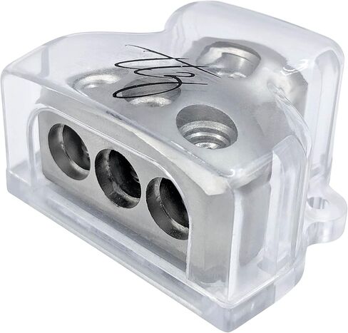 Car Power Distribution Block Splitter for Multiple Power/Ground Options; 2 Styles – 2 Way (1/0 GA to 2X 1/0 GA or 4 GA); 3 Way (1/0 GA to 3X 4 GA) (3 Way (0GA to 3X 4GA)) in Saudi Arabia