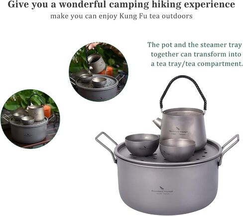 Boundless Voyage Multifunctional Titanium Steamer Pot with Frying Pan and Vented Lid Outdoor Camping Backpacking Kitchen in Saudi Arabia