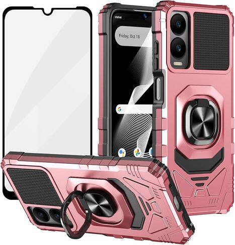 Ailiber Case for Cricket Icon 6, Icon 6 Screen Protector, Ring Kickstand for Magnetic Car Mount, Military Grade, Heavy Duty Shockproof Protective Rugged Cell Phone Cover-Rose Gold in Kuwait