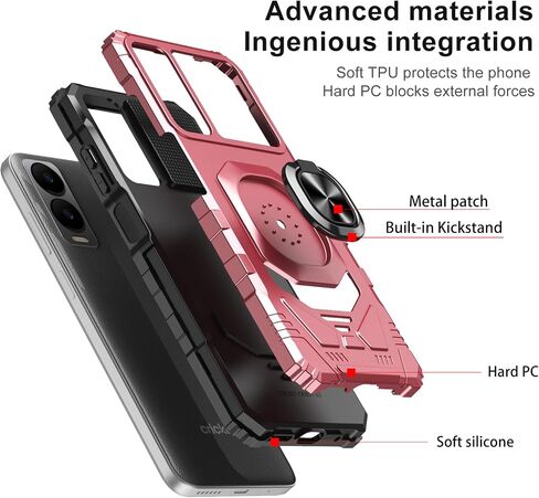 Ailiber Case for Cricket Icon 6, Icon 6 Screen Protector, Ring Kickstand for Magnetic Car Mount, Military Grade, Heavy Duty Shockproof Protective Rugged Cell Phone Cover-Rose Gold in Kuwait