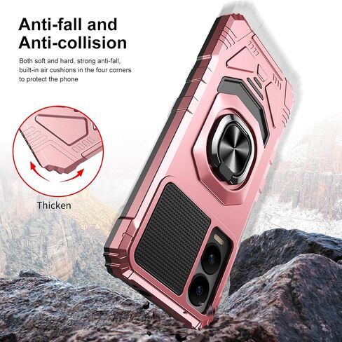 Ailiber Case for Cricket Icon 6, Icon 6 Screen Protector, Ring Kickstand for Magnetic Car Mount, Military Grade, Heavy Duty Shockproof Protective Rugged Cell Phone Cover-Rose Gold in Kuwait