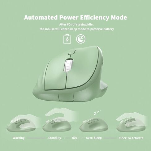 Ergonomic Wireless Mouse 2024 New, Updated Smaller Ergo Mouse with USB Receiver for PC Computer, Laptop and Desktop, Vertical Mouse with Silent Clicks Long Battery Life Up to 1600 DPI, Green in Saudi Arabia