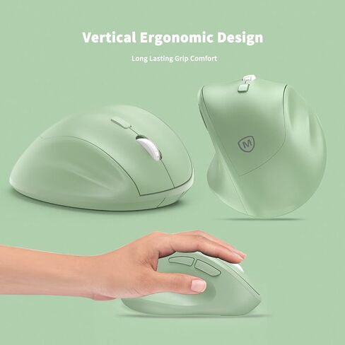 Ergonomic Wireless Mouse 2024 New, Updated Smaller Ergo Mouse with USB Receiver for PC Computer, Laptop and Desktop, Vertical Mouse with Silent Clicks Long Battery Life Up to 1600 DPI, Green in Saudi Arabia