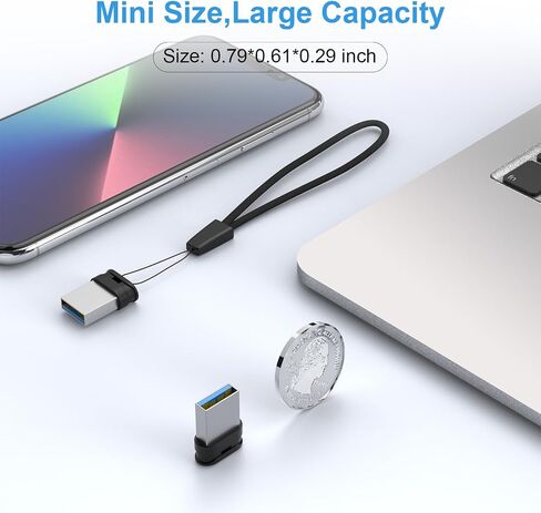 RAOYI USB Stick 128GB USB 3.0 Flash Drive with Lanyard، 128G Mini Fit Memory Stick Ultra Slim Thumb Drive Zip Drive للكمبيوتر المكتبي - أسود in Kuwait