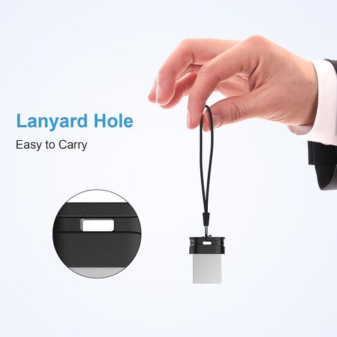 RAOYI USB Stick 128GB USB 3.0 Flash Drive with Lanyard، 128G Mini Fit Memory Stick Ultra Slim Thumb Drive Zip Drive للكمبيوتر المكتبي - أسود in Kuwait
