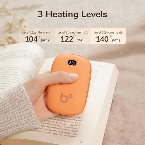 JISULIFE تدفئة اليد، جهاز تدفئة اليد الكهربائي القابل لإعادة الاستخدام/بنك الطاقة، جهاز تدفئة الجيب مع شاشة LED، جهاز تدفئة اليد الساخن المحمول للتزلج في الهواء الطلق والصيد والتخييم والجولف هدايا دافئة in Kuwait