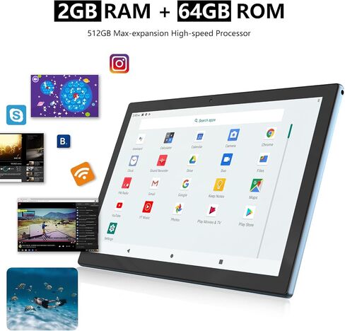 Android 15 Tablet, 10 Inch 8GB RAM+32GB ROM+1TB Expand, 1.8Ghz Quad-core Processor, 2 in 1 Tablets with Keyboard/ Mouse/ Case/ Stylus, 8MP Camera, 6000mAh Battery, 1280*800 HD Screen, 5G WiFi 6 Tablet in Saudi Arabia
