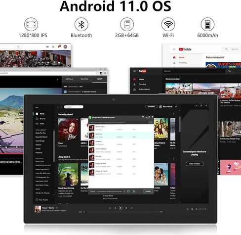 Android 15 Tablet, 10 Inch 8GB RAM+32GB ROM+1TB Expand, 1.8Ghz Quad-core Processor, 2 in 1 Tablets with Keyboard/ Mouse/ Case/ Stylus, 8MP Camera, 6000mAh Battery, 1280*800 HD Screen, 5G WiFi 6 Tablet in Saudi Arabia