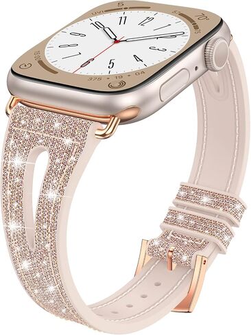 Goton Bling Silicone Band Compatible for Apple Watch Bands 46mm 49mm 45mm 44mm 42mm 41mm 40mm 38mm Ultra Ultra2 Series 10 9 8 7 6 5 4 3 2 1 SE Women, Glitter Strap Accessories for iWatch All Series in Kuwait