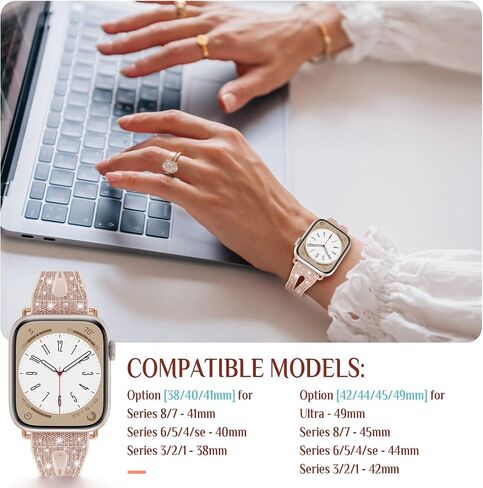 Goton Bling Silicone Band Compatible for Apple Watch Bands 46mm 49mm 45mm 44mm 42mm 41mm 40mm 38mm Ultra Ultra2 Series 10 9 8 7 6 5 4 3 2 1 SE Women, Glitter Strap Accessories for iWatch All Series in Kuwait