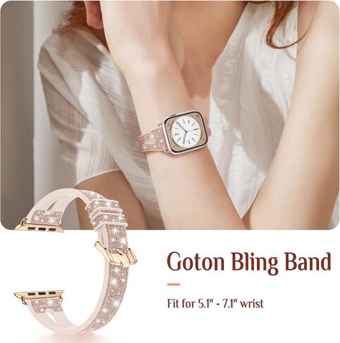 Goton Bling Silicone Band Compatible for Apple Watch Bands 46mm 49mm 45mm 44mm 42mm 41mm 40mm 38mm Ultra Ultra2 Series 10 9 8 7 6 5 4 3 2 1 SE Women, Glitter Strap Accessories for iWatch All Series in Kuwait