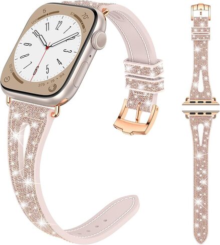 Goton Bling Silicone Band Compatible for Apple Watch Bands 46mm 49mm 45mm 44mm 42mm 41mm 40mm 38mm Ultra Ultra2 Series 10 9 8 7 6 5 4 3 2 1 SE Women, Glitter Strap Accessories for iWatch All Series in Kuwait