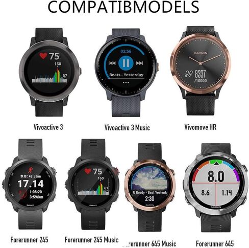 ISABAKE Compatible Vivoactive 3 Band 20mm Strap Soft Silicone Vivoactive 3 Wristband Replacement Band for Venu Sq/Galaxy Active 2/Forerunner 245/645 Music/Vivomove HR Smartwatch Bands(Black) in Saudi Arabia