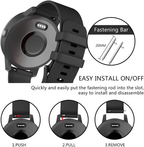 ISABAKE Compatible Vivoactive 3 Band 20mm Strap Soft Silicone Vivoactive 3 Wristband Replacement Band for Venu Sq/Galaxy Active 2/Forerunner 245/645 Music/Vivomove HR Smartwatch Bands(Black) in Saudi Arabia