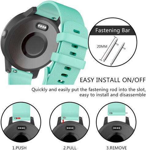سوار معصم Vivoactive 3 متوافق مع Vivoactive 3 مقاس 20 مم من السيليكون الناعم متوافق مع ISABAKE لـ Venu Sq/Galaxy Active 2/Forerunner 245/645 Music/Vivomove HR Smartwatch Bands (أسود) in Kuwait