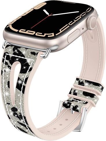 Goton Bling Silicone Band Compatible for Apple Watch Bands 46mm 49mm 45mm 44mm 42mm 41mm 40mm 38mm Ultra Ultra2 Series 10 9 8 7 6 5 4 3 2 1 SE Women, Glitter Strap Accessories for iWatch All Series in Kuwait