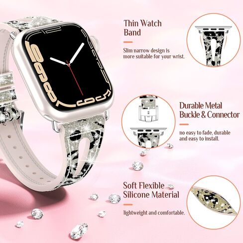 Goton Bling Silicone Band Compatible for Apple Watch Bands 46mm 49mm 45mm 44mm 42mm 41mm 40mm 38mm Ultra Ultra2 Series 10 9 8 7 6 5 4 3 2 1 SE Women, Glitter Strap Accessories for iWatch All Series in Kuwait