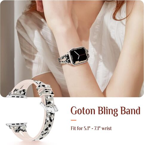 Goton Bling Silicone Band Compatible for Apple Watch Bands 46mm 49mm 45mm 44mm 42mm 41mm 40mm 38mm Ultra Ultra2 Series 10 9 8 7 6 5 4 3 2 1 SE Women, Glitter Strap Accessories for iWatch All Series in Kuwait