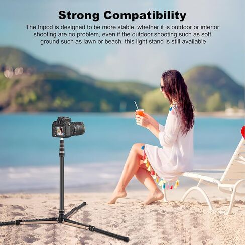 Soonpho Light Stand with 180° Reversible Leg,1/4"-3/8" Screw Adapter Aluminium Alloy Travel Tripod Stand 8.5ft/260cm for Outdoor Photography Speedlite Softbox Umbrella Reflector with Carrying Bag in Kuwait