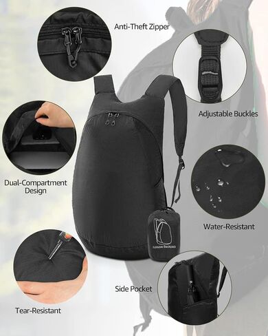MULISOFT 28L Foldable Hiking Backpack, Lightwight Camping Backpack For Men & Women, Water-resistant Travel Daypack, Multifunctional Black Backpack For Cycling Outdoor Sports in Saudi Arabia