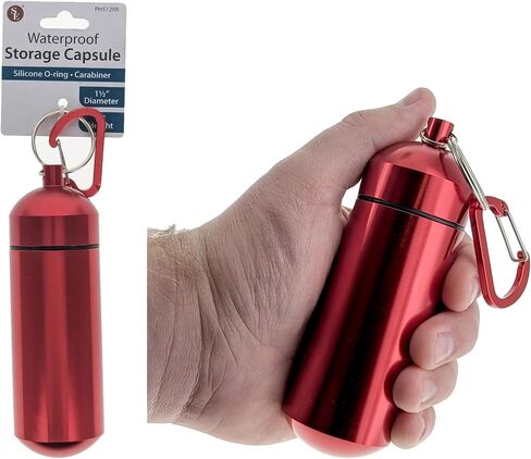 SE 5-Inch Large Waterproof Aluminum Storage Container + Carabiner - Outdoor Survival Gear -PH512 in Saudi Arabia