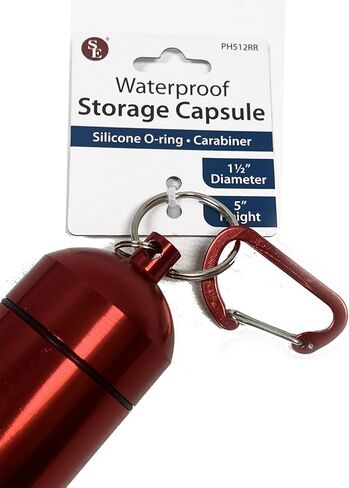 SE 5-Inch Large Waterproof Aluminum Storage Container + Carabiner - Outdoor Survival Gear -PH512 in Saudi Arabia