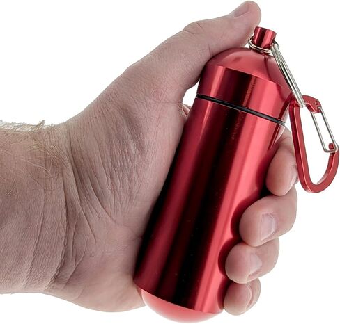 SE 5-Inch Large Waterproof Aluminum Storage Container + Carabiner - Outdoor Survival Gear -PH512 in Saudi Arabia