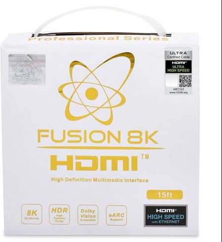 Fusion8K White HDMI 2.1 Cable 15 Feet - Certified 48Gbps 8K@60Hz 4K@120Hz 10K | HDR Dolby Vision eARC | Braided Cord for PS5 Xbox Series X Apple TV 4K in Kuwait