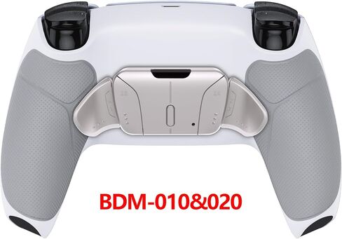 eXtremeRate Silver Real Metal Buttons (RMB) Version RISE4 Remap Kit for PS5 Controller BDM-010 020 w/Gray Rubberized Grip White Redesigned Back Shell, Upgrade Board, 4 Back Buttons for PS5 Controller in Saudi Arabia