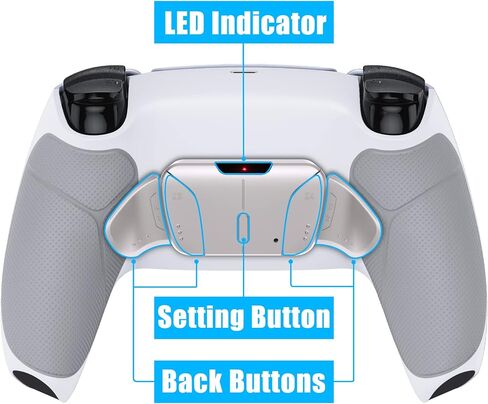 eXtremeRate Silver Real Metal Buttons (RMB) Version RISE4 Remap Kit for PS5 Controller BDM-010 020 w/Gray Rubberized Grip White Redesigned Back Shell, Upgrade Board, 4 Back Buttons for PS5 Controller in Saudi Arabia