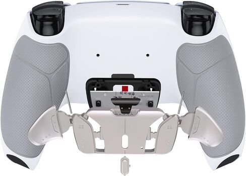 eXtremeRate Silver Real Metal Buttons (RMB) Version RISE4 Remap Kit for PS5 Controller BDM-010 020 w/Gray Rubberized Grip White Redesigned Back Shell, Upgrade Board, 4 Back Buttons for PS5 Controller in Saudi Arabia