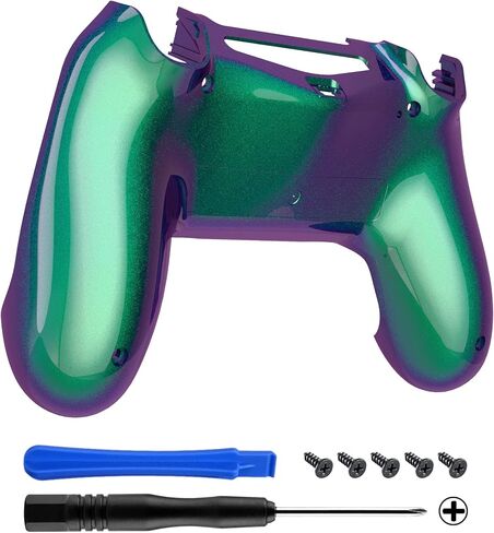 eXtremeRate Scarlet Red Purple Soft Touch Game Improvement Replacement Parts Back Housing Cover, Custom Bottom Shell Compatible with ps4 Controller JDM-040, JDM-050 and JDM-055 in Saudi Arabia