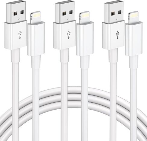 3 Pack 3FT iPhone Charger, Apple MFi Certified iPhone Charger Fast Charging USB to Lightning Cable Nylon Braided iPhone Charger Cord for iPhone 14 13 12 11 Pro Max Xr Xs 8 and More in Saudi Arabia