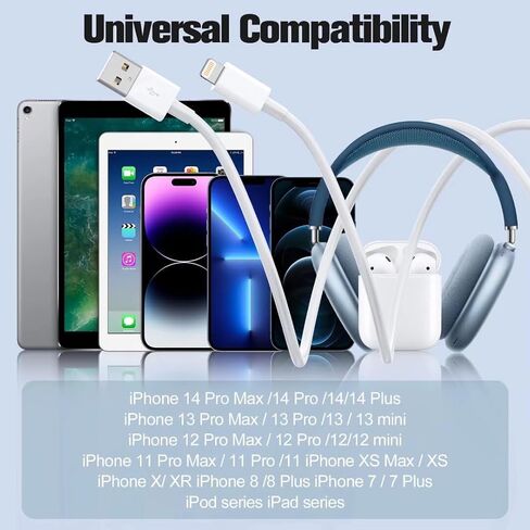 3 Pack 3FT iPhone Charger, Apple MFi Certified iPhone Charger Fast Charging USB to Lightning Cable Nylon Braided iPhone Charger Cord for iPhone 14 13 12 11 Pro Max Xr Xs 8 and More in Saudi Arabia