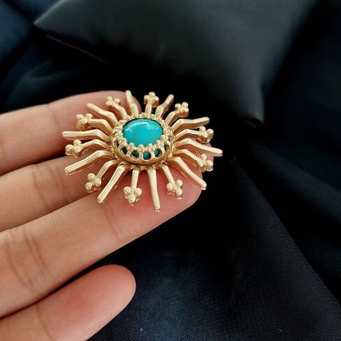 Gold Sun Brooch Pins for Women Suit Dress Collar Costume Broach Jewelry Accessorices Yellow Brooches for Men Birthday Holiday Fashion Jewelry in Kuwait
