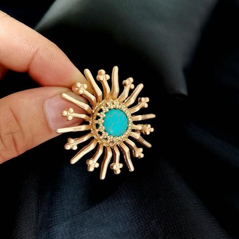 Gold Sun Brooch Pins for Women Suit Dress Collar Costume Broach Jewelry Accessorices Yellow Brooches for Men Birthday Holiday Fashion Jewelry in Kuwait