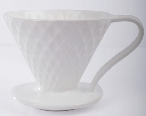 ALIES V60 Pour Over Coffee Dripper - Ceramic Slow Brewing with Special design Drip Hole for Home, Cafe -Easy Manual Brew Maker Retains Heat -Marbled Design -#02 brewing paper (Diamond White) in Saudi Arabia