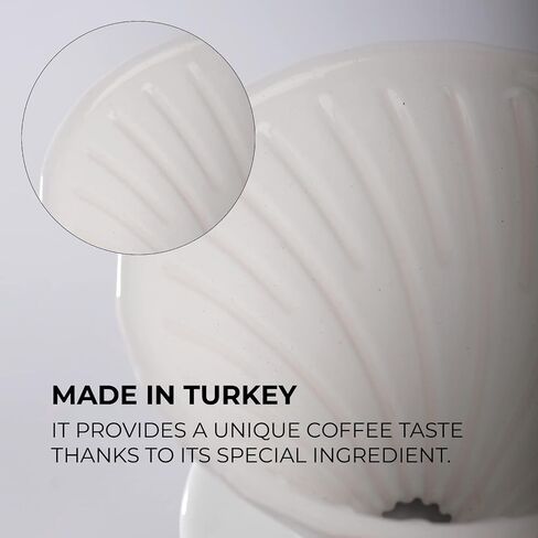 ALIES V60 Pour Over Coffee Dripper - Ceramic Slow Brewing with Special design Drip Hole for Home, Cafe -Easy Manual Brew Maker Retains Heat -Marbled Design -#02 brewing paper (Diamond White) in Saudi Arabia