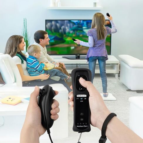 NC Motion Plus Wii Controllers 2Pcs with wii Nunchakus, Compatible for Wii and Wii U Console, with Silicone Case and Wrist Strap, Wii Remote Controllers with Built in Motion Plus.(Pink+Blue) in Saudi Arabia