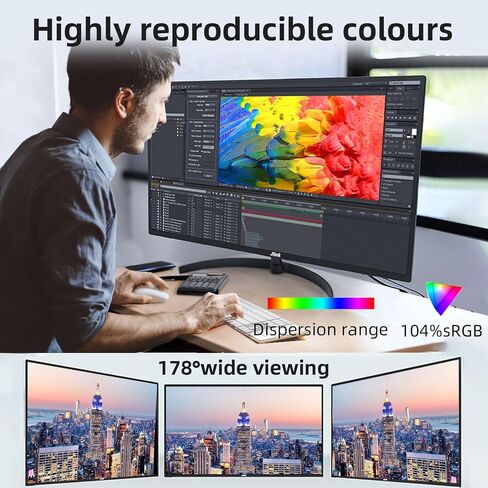 شاشة كمبيوتر FHD مقاس 32 بوصة، شاشة 1920x1080P 60 هرتز 104% sRGB مع صوت HDMI VGA 3.5 مم، HDR، شاشة VA مع مزامنة حرة، إمالة، حامل VESA in Saudi Arabia