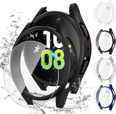 Tensea [4+4Pack] for Samsung Galaxy Watch 5 2022/4 2021 Screen Protector and Case 44mm, Anti-Fog Tempered Glass Protective Film/Hard PC Bumper, Face Cover Set in Saudi Arabia