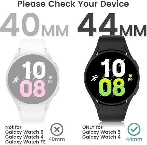 Tensea [4+4Pack] for Samsung Galaxy Watch 5 2022/4 2021 Screen Protector and Case 44mm, Anti-Fog Tempered Glass Protective Film/Hard PC Bumper, Face Cover Set in Saudi Arabia