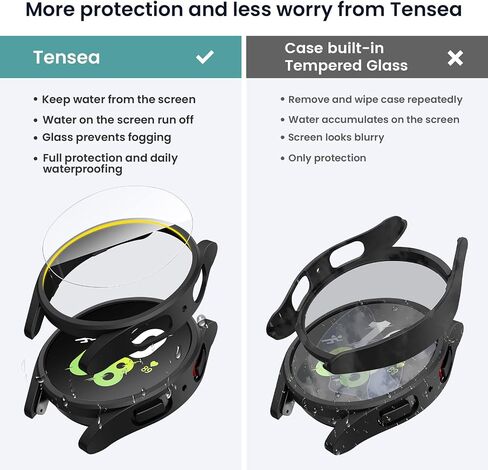 Tensea [4+4Pack] for Samsung Galaxy Watch 5 2022/4 2021 Screen Protector and Case 44mm, Anti-Fog Tempered Glass Protective Film/Hard PC Bumper, Face Cover Set in Saudi Arabia